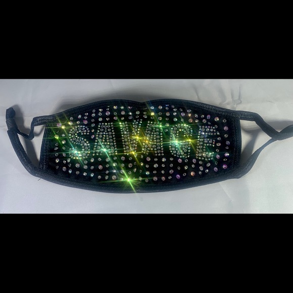 Iridescent Rhinestone Face Mask - Picture 4 of 12